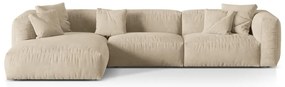 Бежов кадифен модулен ъглов диван (ляв ъгъл) Martina – Micadoni