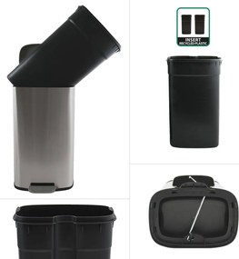 Стоманено кошче за боклук с педал в матово сребрист цвят 50 l Akira – Spirella