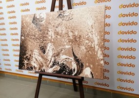 Картина на платно – Модерни рисувани божури в сепия