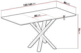 Маса Cali разширяема-Length: 120-160 cm