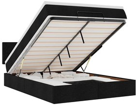 3312231 vidaXL Османска легло с матрак и LED, черно, 140x200 см, плат