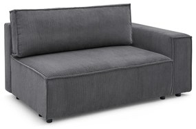 Тъмносив модул за диван от велур, десен ъгъл Nihad modular – Bobochic Paris