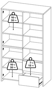 Витрина от дъбов декор в бял и естествен цвят 100x170x48 cm Next – Tvilum