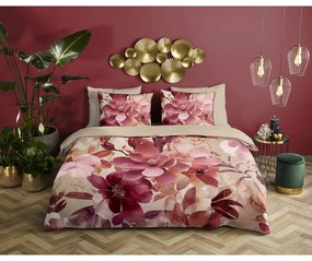 Розово-бежово единично удължено спално бельо от памучен сатен 140x220 cm Chaja – Descanso