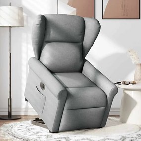 3303394 vidaXL Електрически изправящ реклайнер стол, светлосив, текстил