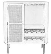 Кремава ратанова стойка за вино за 8 бутилки, 90x100 cm Amaya - White Label