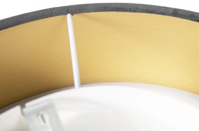 Модерна таванна лампа сива 40 см със златен интериор - Drum