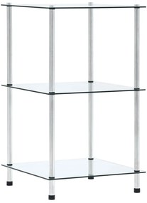 249504 vidaXL Етажерка с 3 рафта, прозрачна, 40x40x67 см, закалено стъкло