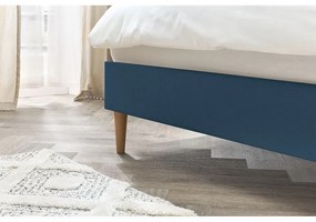 Синьо тапицирано двойно легло с решетка 160x200 cm Sary - Bobochic Paris