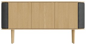 Нисък скрин с дъбов декор в цвят антрацит-природен 150x75 cm Treasures - UMAGE