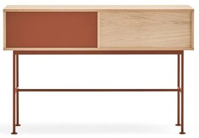 Конзолна маса в тухленочервено с дъбов фурнир Yoko - Teulat