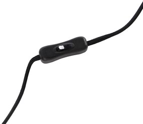 Модерна настолна лампа черна с ленена бяла абажура - Rich