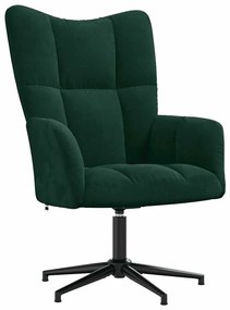 328097 vidaXL Релакс стол, тъмнозелен, кадифе