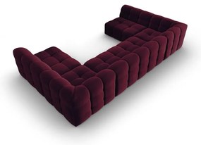 Ъглов диван от кадифе в цвят бордо (U-образен) Kendal - Micadoni Home