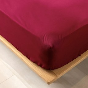 Червен еластичен чаршаф от органичен памук 160x200 cm Biolina – douceur d'intérieur