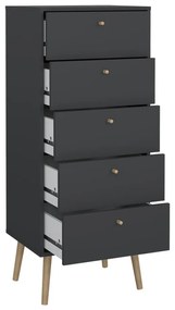 Антрацитен висок скрин 50x120 cm Bodo - Tvilum