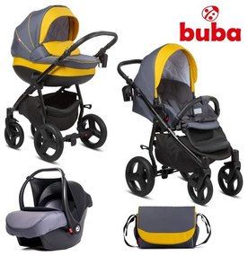 Комбинирана бебешка количка 3в1 Bella BUBA - pewter/yellow