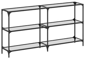 846032 vidaXL Конзолна маса с прозрачен стъклен плот 158,5x30x81 см стомана