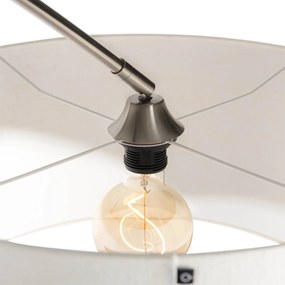 Стоманена аркова лампа с бял платнен абажур 50 см - XXL