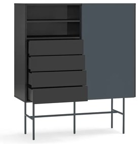 Висок скрин с плъзгащи се врати в черно и антрацит 120x140 cm Nube - Teulat