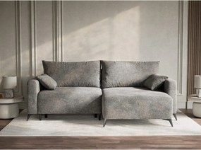 Сив шенилов сгъваем/с място за съхранение ъглов диван (десен ъгъл) Leon – Maison de Rêve