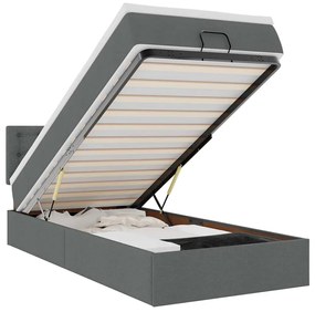 3312430 vidaXL Османска легло с матрак и LED, тъмносиво, 80x200 см, плат