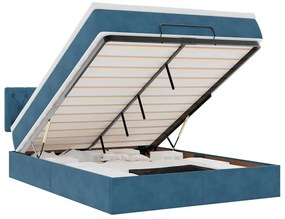 3312702 vidaXL Османска легло с матрак и LED, тъмносиньо, 140x200 см, кадифе