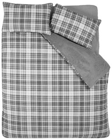 Сиво двойно спално бельо от шерпа 200x200 cm Cosy Sherpa Check – Catherine Lansfield