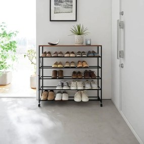 Черен метален стелаж за обувки 90,5x87x26 cm Tower – YAMAZAKI