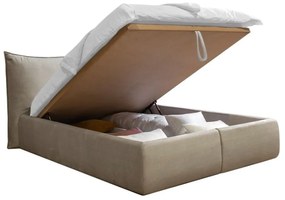 Бежово тапицирано двойно легло с решетка и място за съхранение 180x200 cm Jade - Bobochic Paris