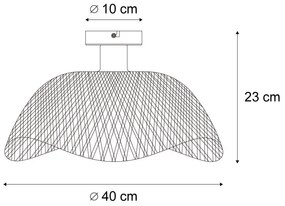 Таванно осветление в стил Арт Деко черно с естествен бамбук 40см - Alka