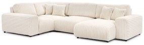 Кремав ъглов диван от рипсено кадифе (ляв ъгъл/U форма) Justin – Ropez