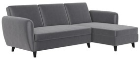 Сив кадифен сгъваем ъглов диван Perry – Støraa
