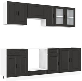 3314842 vidaXL Комплект кухненски шкафове от 8 части "Porto", черно инженерно дърво