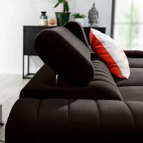 Тъмнокафяв кадифен разтегателен ъглов диван с място за съхранение (десен ъгъл) Grayson – ELTAP