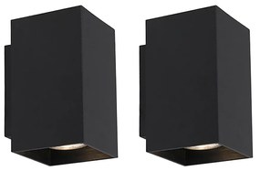 Комплект от 2 модерни стенни лампи черен квадрат 2-светлина - Sandy