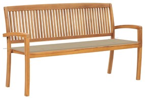 3063309 vidaXL Стифираща градинска пейка с възглавница, 159 см, тик масив