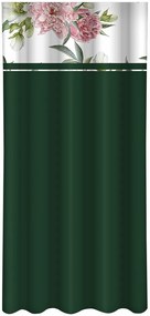 Елегантна тъмнозелена завеса с принт на розови божури Ширина: 160 см | Дължина: 270 см