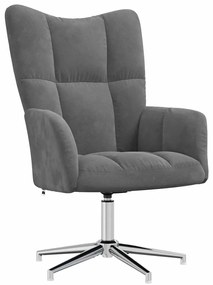 328118 vidaXL Релакс стол, тъмносив, кадифе