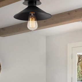 Черно осветително тяло за таван с метален абажур ø 24 cm Berceste – Opviq lights