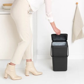 Кош за разделно събиране на боклук Brabantia Sort&Go 1003237, 25 л, Дръжка, Възможност за стенен монтаж, Тъмносив