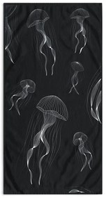 Черно-бяла плажна кърпа 90x180 cm Jellyfish - DecoKing