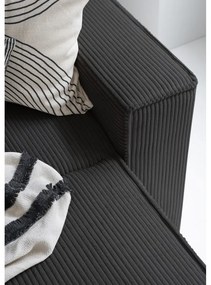 Антрацитен разтегателен ъглов диван от рипсено кадифе (ляв ъгъл/"U" форма) Brave Dave – Miuform