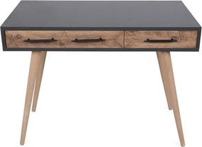 Втора ръка: Бюро Kalune Design 854KLN1502, 105х55 см, 2 чекмеджета, Меламиново покритие, Светлокафяв/черен