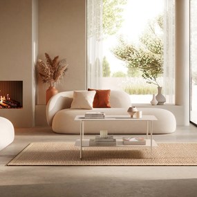 Кремава метална масичка за кафе 58x90 cm Beatrix – MOME