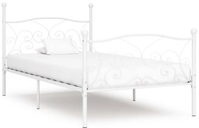 284448 vidaXL Рамка за легло с ламелна основа, бяла, метал, 100x200 см