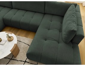 Зелен сгъваем/с място за съхранение ъглов диван (десен ъгъл/U форма) Fuji – Bobochic Paris