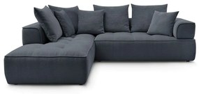 Тъмносин шенилов ъглов диван (ляв ъгъл/L форма) Whesley – Bobochic Paris