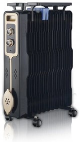 Радиатор ZEPHYR ZP 1971 G11, 2500W, 11 ребра, 3 степени, Поставка за дрехи, Регулируем термостат, Черен
