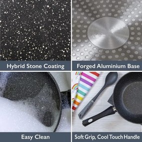 Касерола с капак Royalty Line RL-FSN20, 20 см, 2.1 л, Гранитно покритие, Индукция, Черен